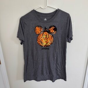 Disneyland Pumpkin Sequin T Shirt Medium